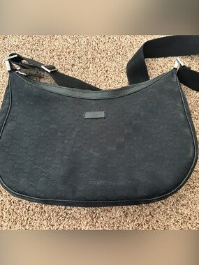 Gucci Black Monogram Messenger Bag